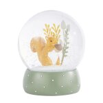 Boule  neige cureuil orange et vert