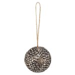 Boule de noël décorative en plumes de faisan marron et blanc d6 Boule de noël décorative en plumes de faisan marron et blanc d6