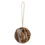 Boule de noël décorative en plumes de faisan marron et gris d6 Boule de noël décorative en plumes de faisan marron et gris d6