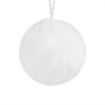 Boule de nol pompon imitation fourrure blanche