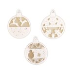 Boules de noël (set de 3) personnages de noël en bois et acrylique Boules de noël (set de 3) personnages de noël en bois et acrylique