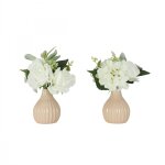 Bouquet artificiel de fleurs blanches en pot 25cm lot de 2 Bouquet artificiel de fleurs blanches en pot 25cm lot de 2