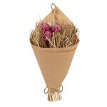Bouquet de fleurs sches vert, rose et beige