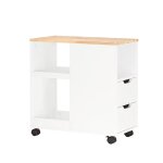 Bout de canapé avec 2 tiroirs effet bois blanc Bout de canapé avec 2 tiroirs effet bois blanc