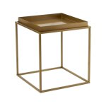 Bout de canapé design carré métal doré plateau amovible Bout de canapé design carré métal doré plateau amovible