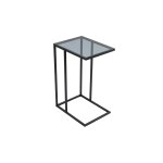 Bout de canapé design - métal noir / verre fumé Bout de canapé design - métal noir / verre fumé