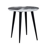 Bout de canapé avec plateau à peinture abstraite argent - l50 cm Bout de canapé avec plateau à peinture abstraite argent - l50 cm