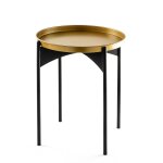 Bout de canapé rond plateau doré design Bout de canapé rond plateau doré design