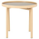 Bout de canapé en verre et métal beige Bout de canapé en verre et métal beige