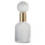 Bouteille deco verre relief avec bouchon transparent et dor 30 cm