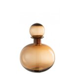 Bouteille dcorative et bouchon rond verre marron h28, 5cm