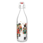 Bouteille en verre motif casse - noisette noir, vert et rouge 1l