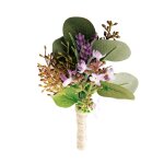 Boutonnire lavande et d'eucalyptus artificielle violet et vert h15