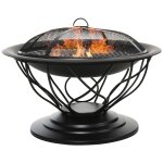 Brasero boule de feu grille à charbon et cuisson métal noir Brasero boule de feu grille à charbon et cuisson métal noir