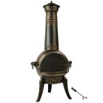 Brasero en fonte en fonte avec grille anti - tincelles gris