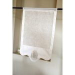 Brise bise en lin blanc et broderies 45x70 cm Brise bise en lin blanc et broderies 45x70 cm