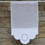 Brise bise en lin blanc et broderies 60x120 cm Brise bise en lin blanc et broderies 60x120 cm