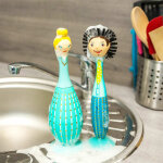Brosse  vaisselle bleu nylon 7 x 7 x 25 cm