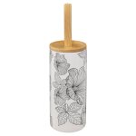 Brosse wc cramique et bois motif floral 10. 5x10. 5x37. 5cm