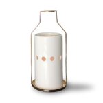 Brleur de senteurs en mtal vase dor et cramique blanc - h 18, 5 cm