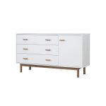 Buffet avec 1 porte 3 tiroirs effet chêne blanc Buffet avec 1 porte 3 tiroirs effet chêne blanc