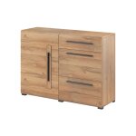 Buffet 1 porte 3 tiroirs stratifis beige