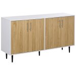 Buffet 2 placards 2 portes avec tagres rglables blanc chne clair