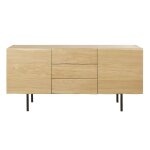 Buffet 2 portes 3 tiroirs en chne massif et mtal noir