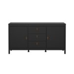 Buffet 2 portes et 3 tiroirs noir mat l151, 4 cm