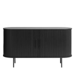 Buffet 2 portes aux angles arrondis en bois et mtal l140cm - noir