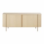 Buffet 2 portes beige et métal coloris laiton Buffet 2 portes beige et métal coloris laiton
