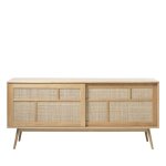 Buffet 2 portes en bois et cannage l180cm - bois clair