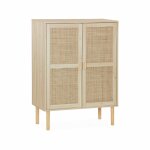 Buffet 2 portes décor bois et cannage Buffet 2 portes décor bois et cannage