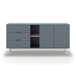 Buffet 2 portes, 2 niches, 3 tiroirs vert kaki - l165 cm