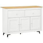 Buffet 2 tiroirs 3 portes étagère réglable en bois blanc Buffet 2 tiroirs 3 portes étagère réglable en bois blanc