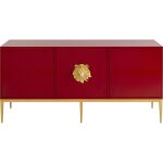 Buffet 3 portes rouge tte de lion dor