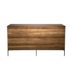 Buffet 3 portes en teck recycl mtal et pieds mtal gris anthracite