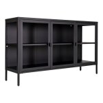 Buffet 3 portes verre et acier noir
