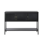 Buffet 3 portes en verre tremp et mtal l132cm - noir