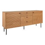 Buffet 3 tiroirs 2 portes effet tasseaux teint chne clair