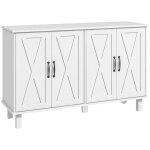 Buffet 4 portes 2 tagres style rural chic poignes mtal noir blanc