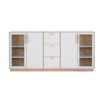 Buffet 4 portes et 3 tiroirs dcor blanc et bois l204 cm