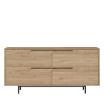 Buffet 4 portes en bois et mtal l160cm - bois fonc