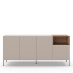 Buffet 4 portes en bois et mtal l180cm - beige