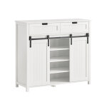 Buffet bahut effet bois blanc avec 2 portes et 2 tiroirs Buffet bahut effet bois blanc avec 2 portes et 2 tiroirs