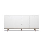 Buffet bas 2 portes 3 tiroirs l180 cm - blanc