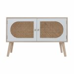 Buffet bas 2 portes en bois blanc et marron