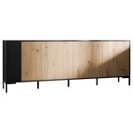 Buffet bas 4 portes 4 étagères l200cm effet bois et noir Buffet bas 4 portes 4 étagères l200cm effet bois et noir