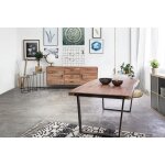 Buffet bas en bois d'acacia 2 portes 3 tiroirs bois et mtal