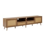 Buffet bas en bois et cannage design naturel rtro